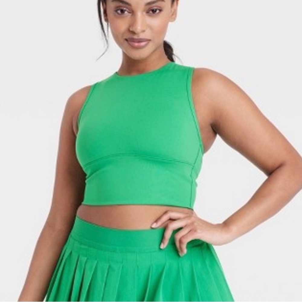 Target high neck green cropped workout tank